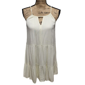 Altar'd State creamy yellow tiered flowy sleeveless midi dress, size small